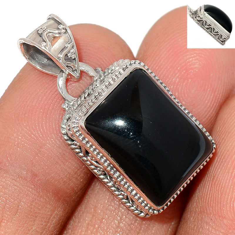 1.2" Fine Filigree - Black Onyx Pendants - BOXP2102