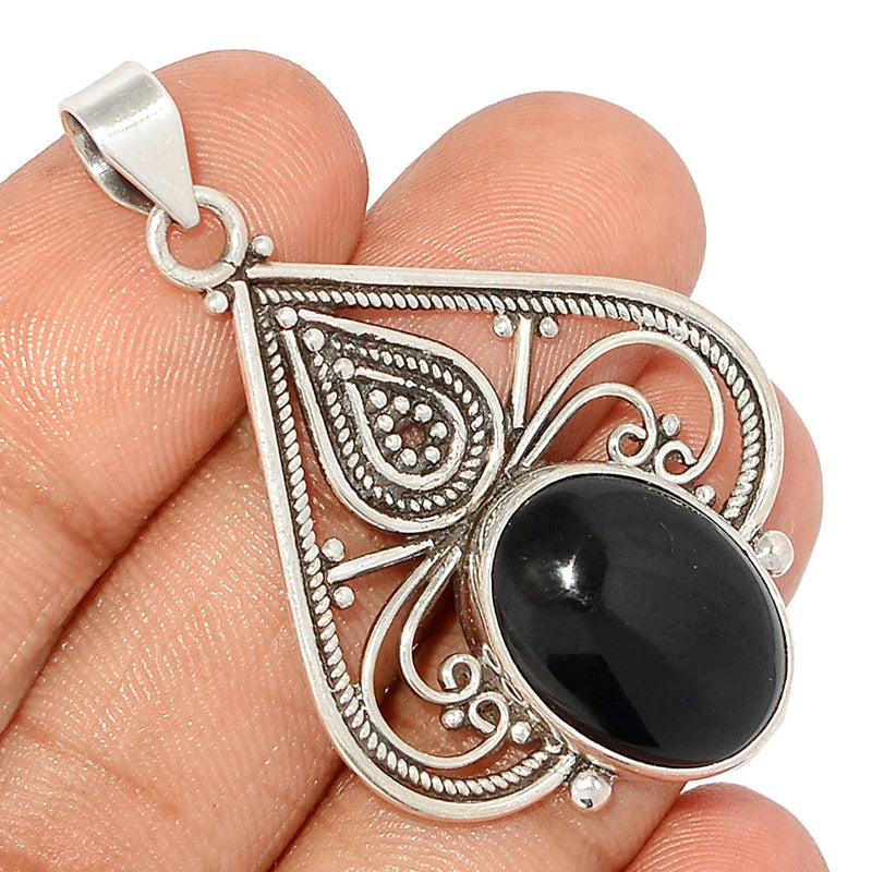 1.8" Fine Filigree - Black Onyx Pendants - BOXP2353