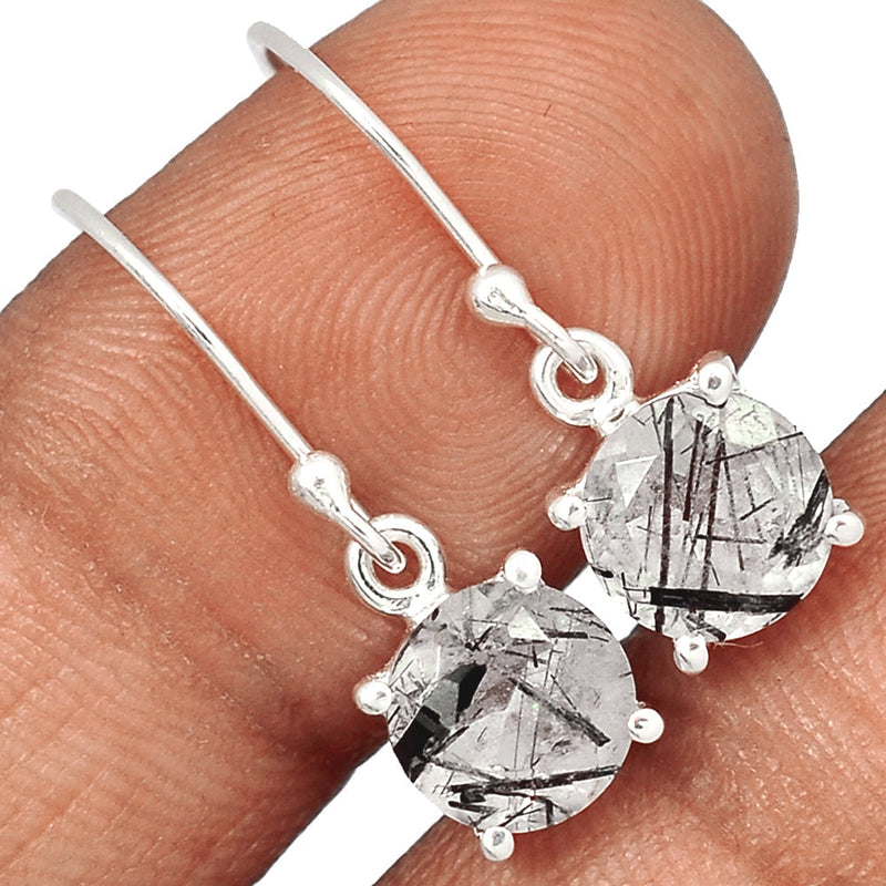 1.1" Claw - Black Rutilated Quartz Faceted  Earrings - BRFE257