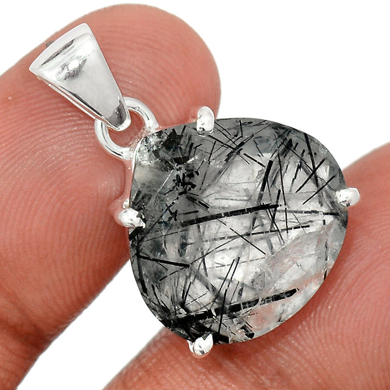 1" Black Rutilated Faceted Pendants - BRFP496