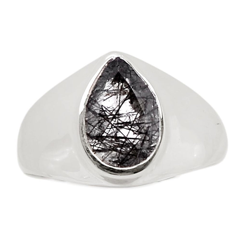 Faceted Black Rutilated Quartz Ring - BRFR586