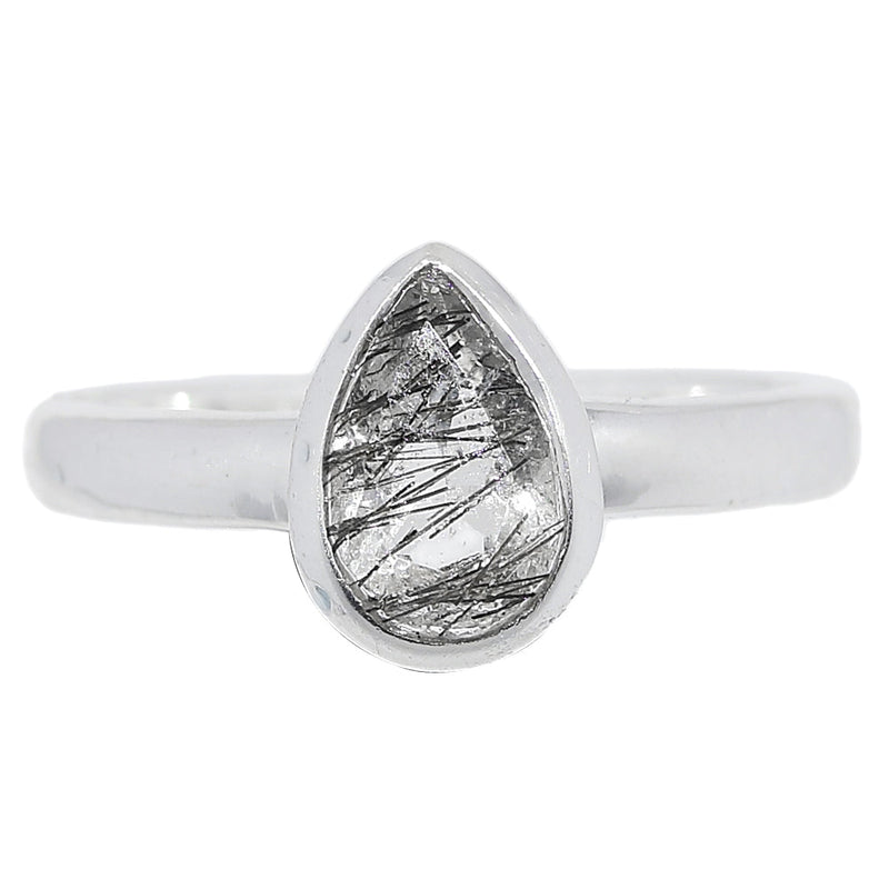 Black Rutilated Quartz Faceted Ring - BRFR781