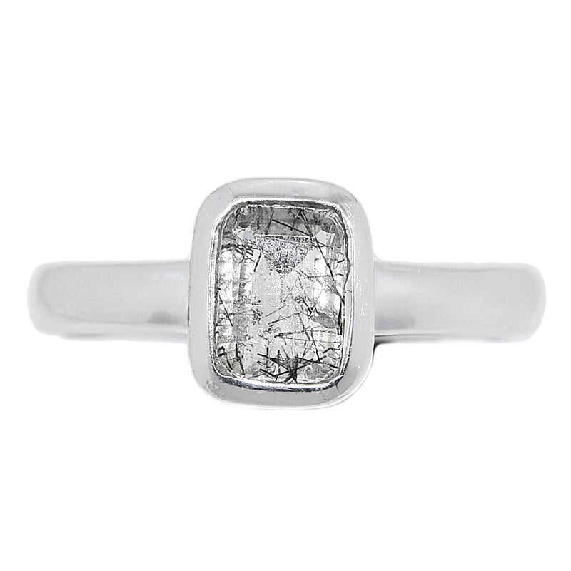 Black Rutilated Quartz Faceted Ring - BRFR787