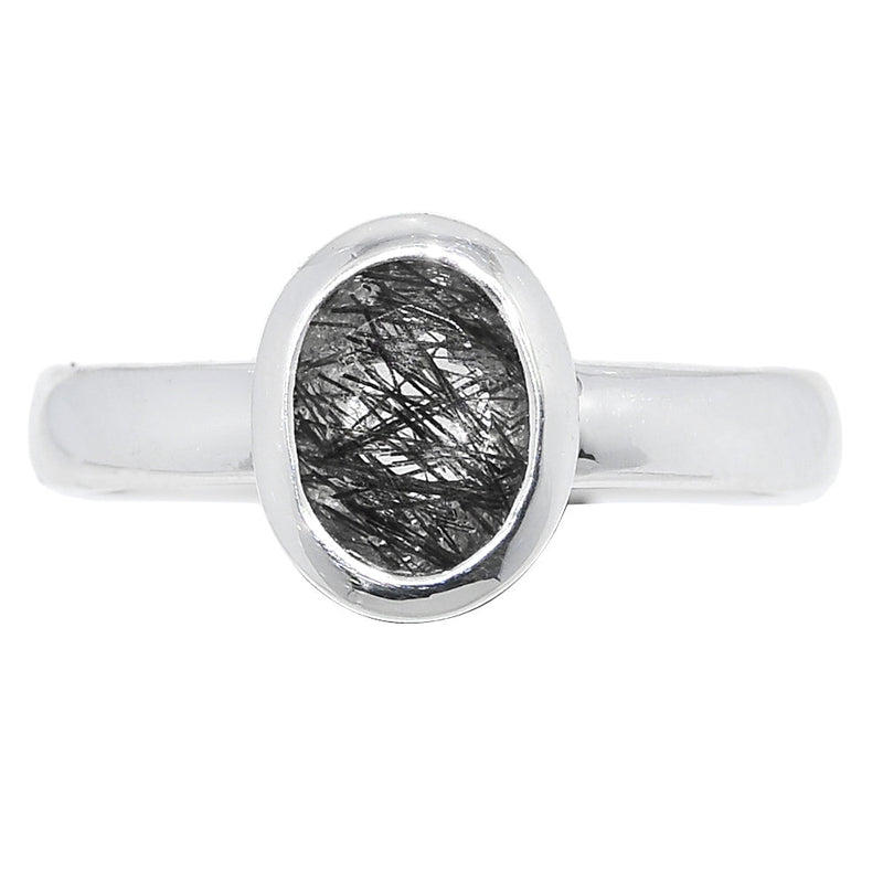 Black Rutilated Quartz Faceted Ring - BRFR797