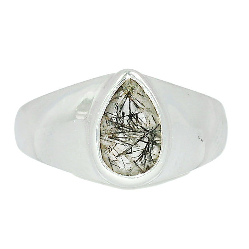 Solid - Black Rutilated Quartz Faceted Ring - BRFR830