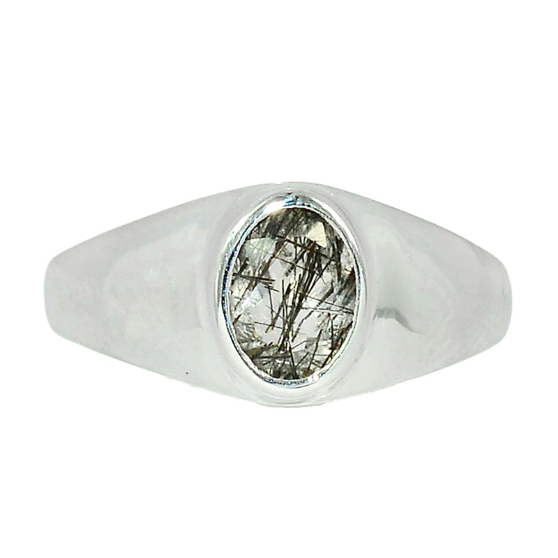 Solid - Black Rutilated Quartz Faceted Ring - BRFR833