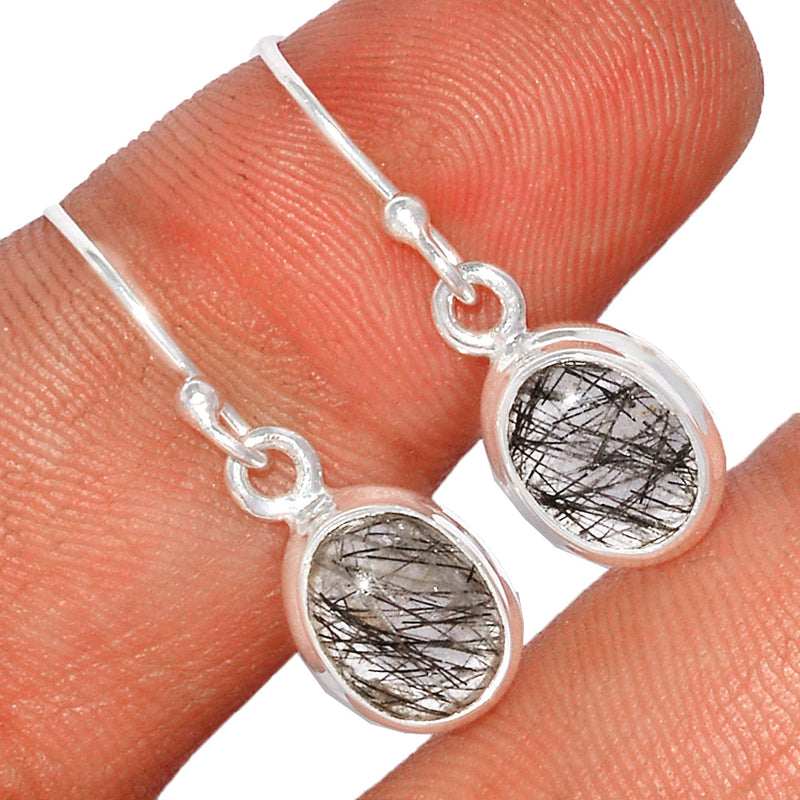 1" Black Rutilated Quartz Earrings - BRUE570