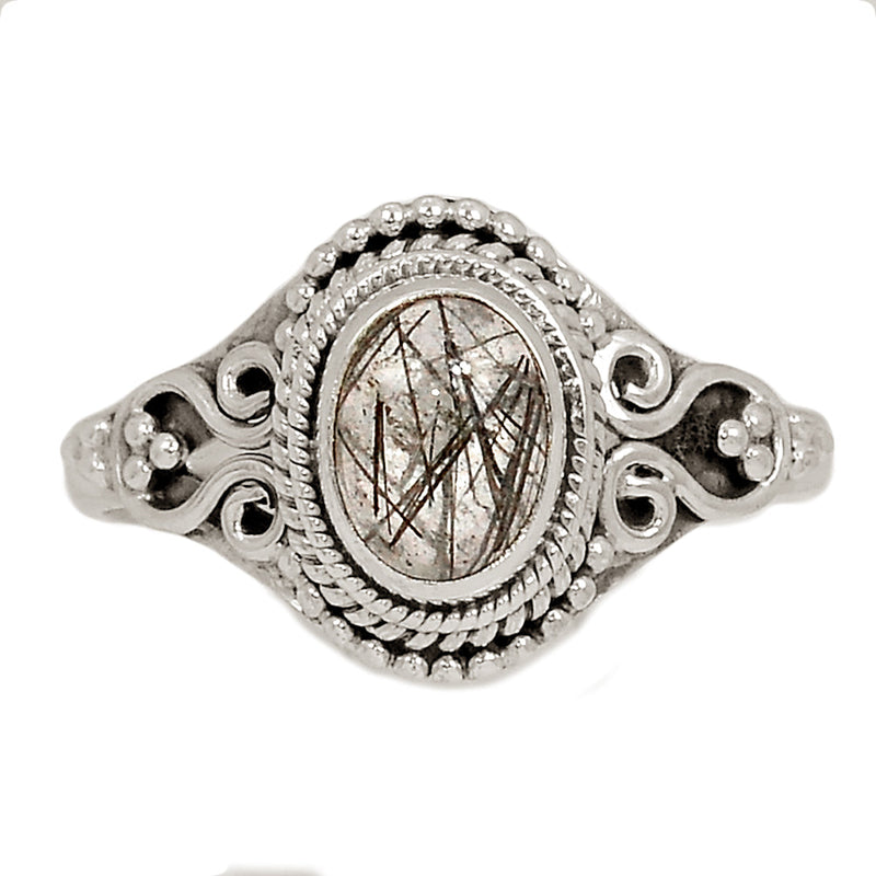 Small Filigree - Black Rutilated Quartz Ring - BRUR2882