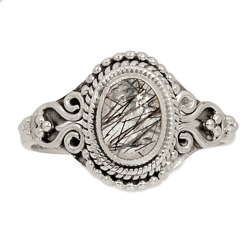 Small Filigree - Black Rutilated Quartz Ring - BRUR2884