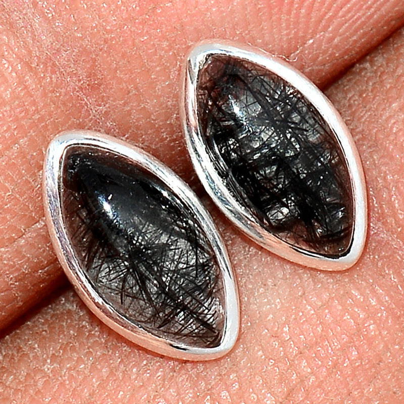 Black Rutilated Quartz Studs - BRUS261