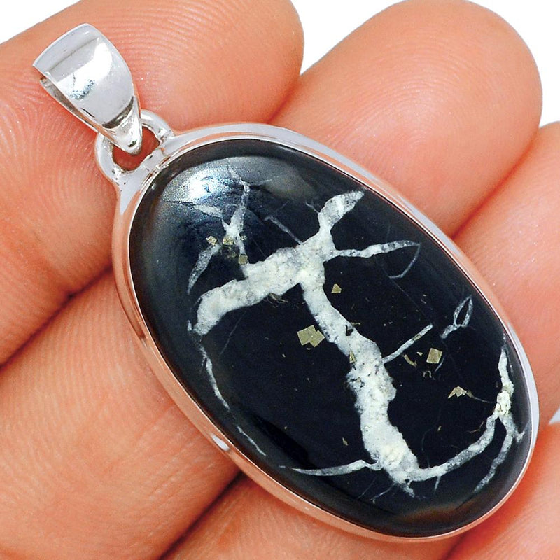 1.7" Black Septarian Pendants - BSRP133