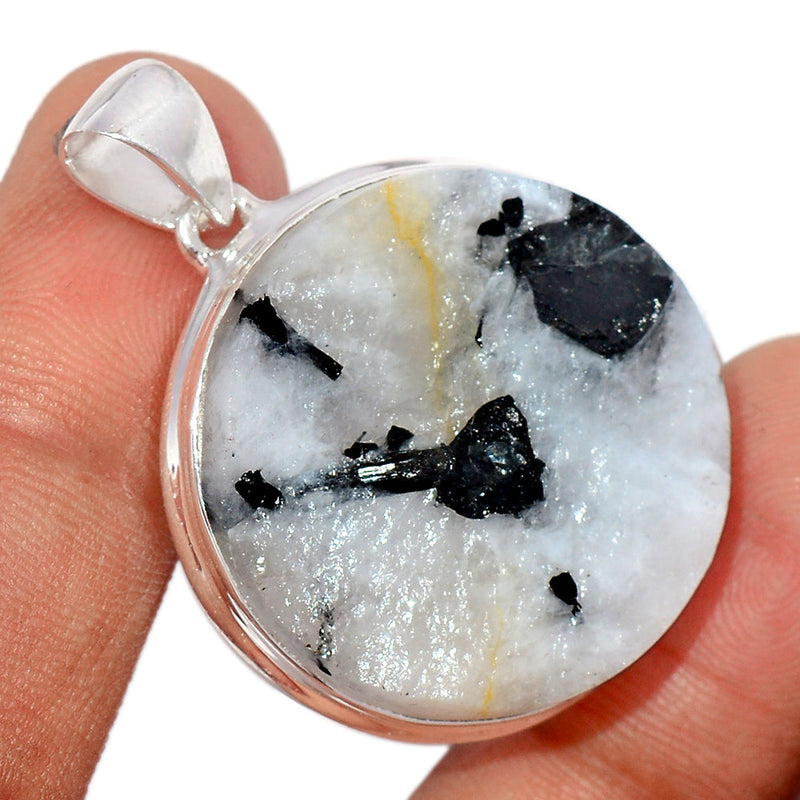 1.6" Black Tourmaline In Quartz Rough Pendants - BTIP40