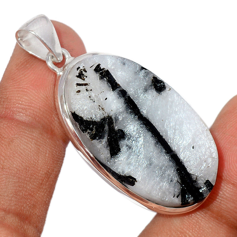 1.8" Black Tourmaline In Quartz Rough Pendants - BTIP45