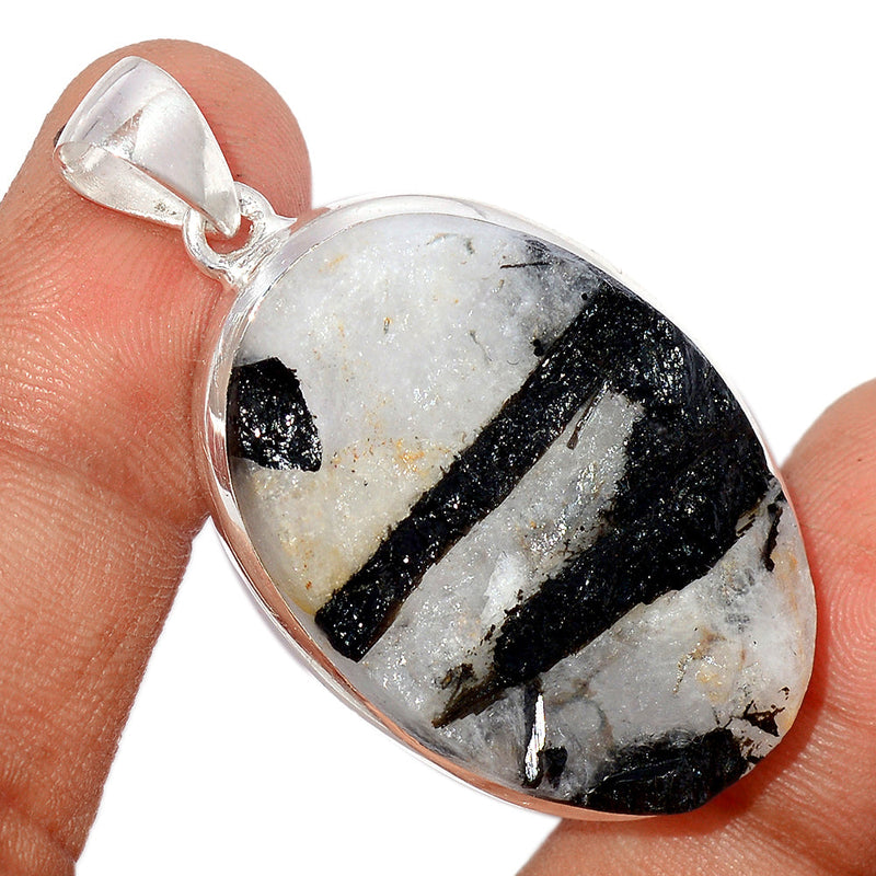 1.8" Black Tourmaline In Quartz Rough Pendants - BTIP47