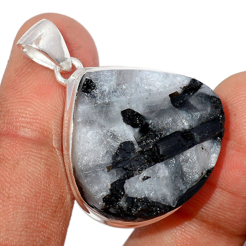 1.5" Black Tourmaline In Quartz Rough Pendants - BTIP49
