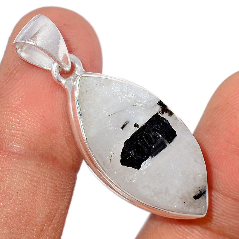 1.5" Black Tourmaline In Quartz Rough Pendants - BTIP63