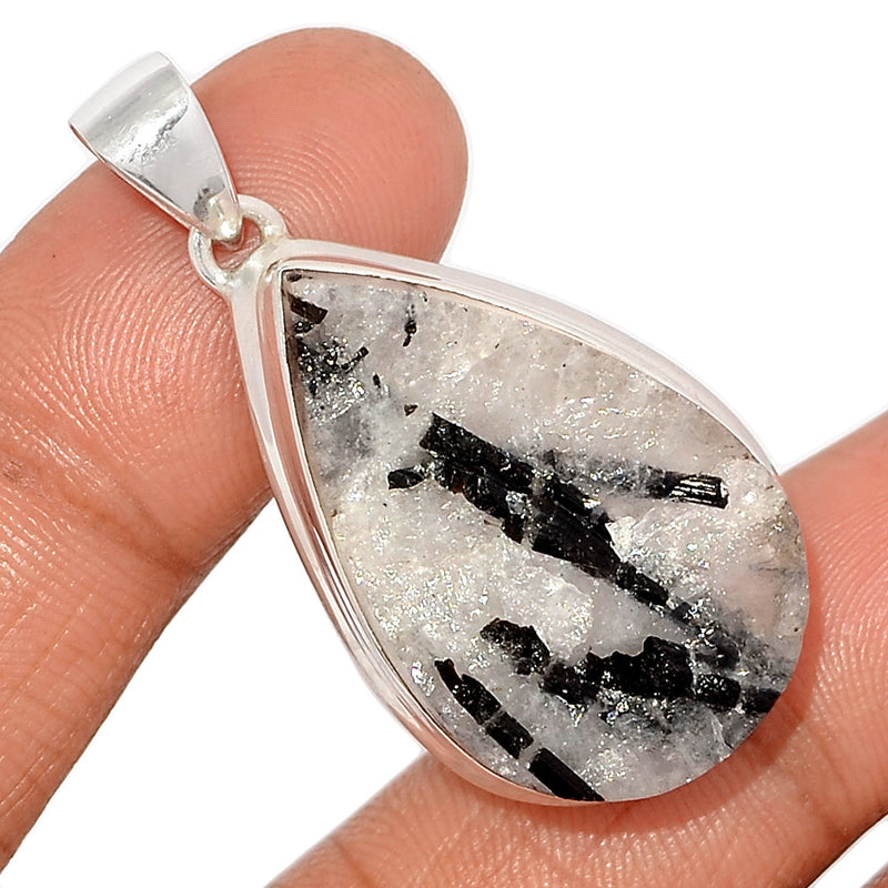 1.7" Black Tourmaline In Quartz Rough Pendants - BTIP83
