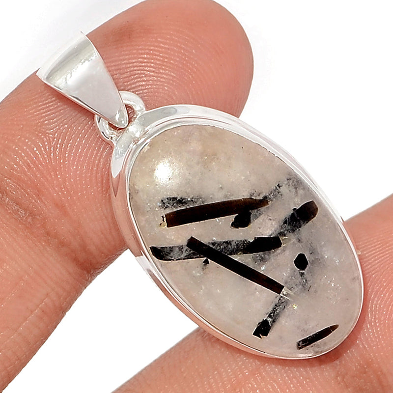 1.3" Black Tourmaline In Quartz Cabochon Pendants - BTQP34