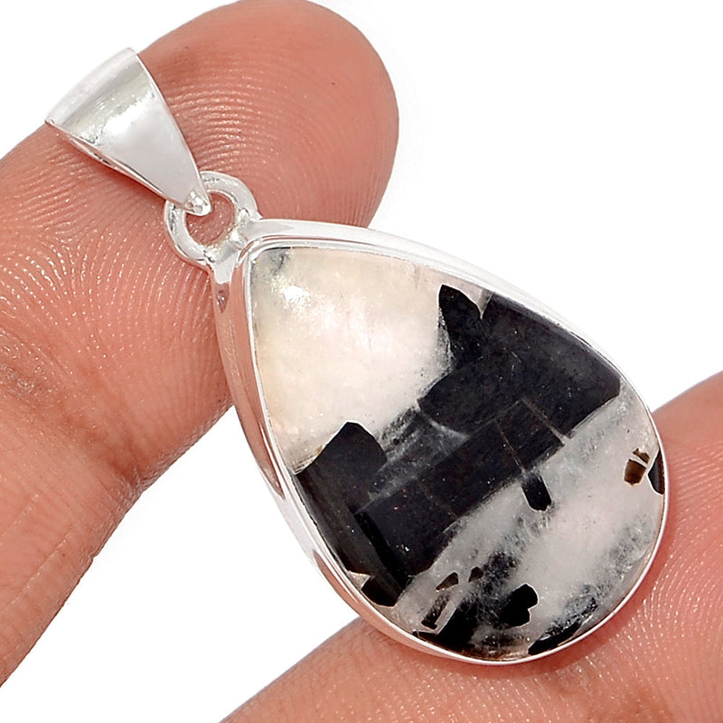 1.5" Black Tourmaline In Quartz Cabochon Pendants - BTQP36