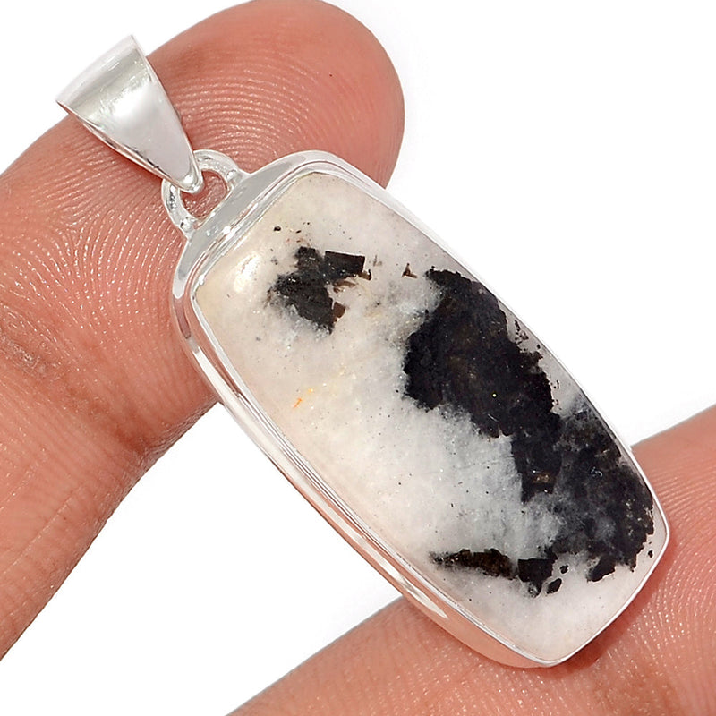 1.6" Black Tourmaline In Quartz Cabochon Pendants - BTQP38