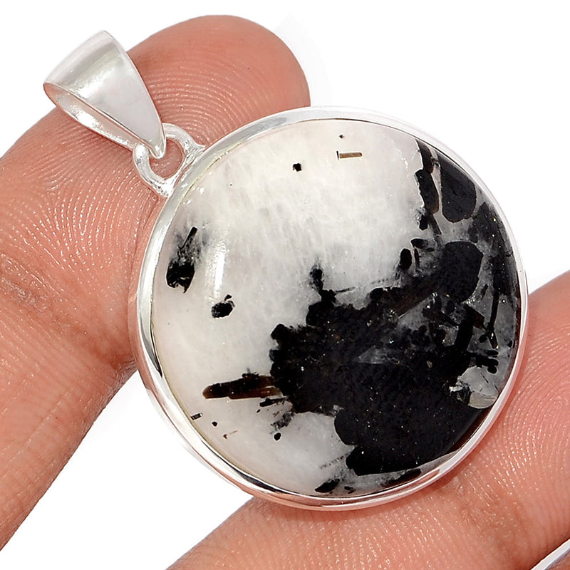 1.5" Black Tourmaline In Quartz Cabochon Pendants - BTQP39