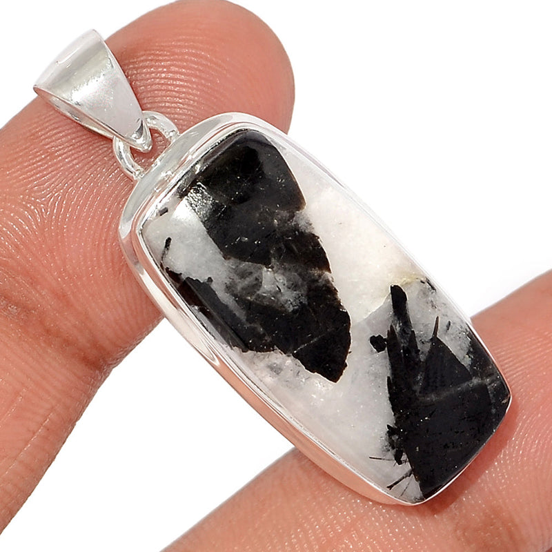 1.5" Black Tourmaline In Quartz Cabochon Pendants - BTQP41