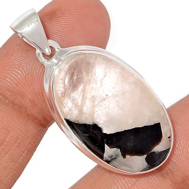 1.5" Black Tourmaline In Quartz Cabochon Pendants - BTQP42