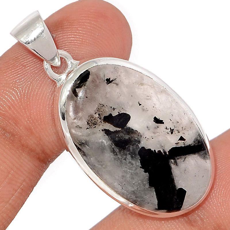 1.5" Black Tourmaline In Quartz Cabochon Pendants - BTQP43