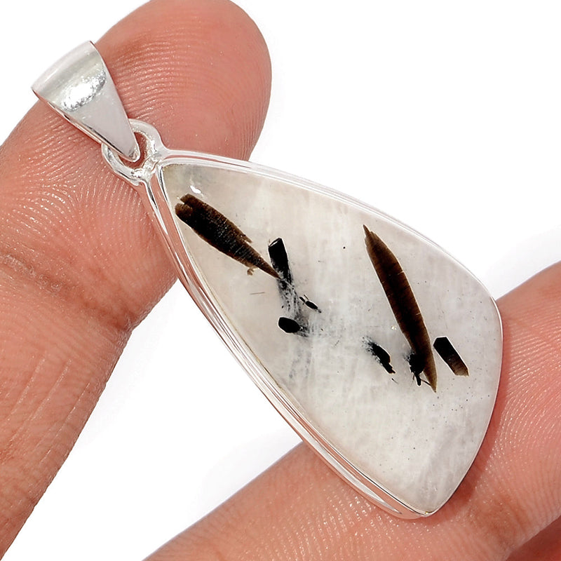 1.7" Black Tourmaline In Quartz Cabochon Pendants - BTQP44
