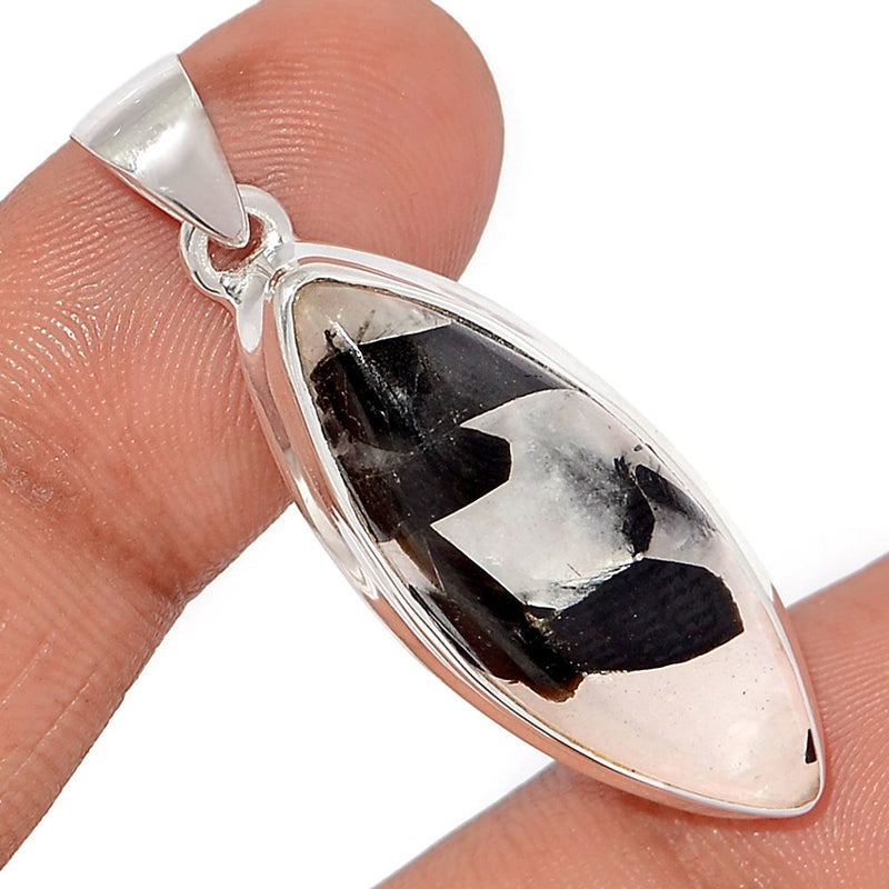 1.6" Black Tourmaline In Quartz Cabochon Pendants - BTQP45