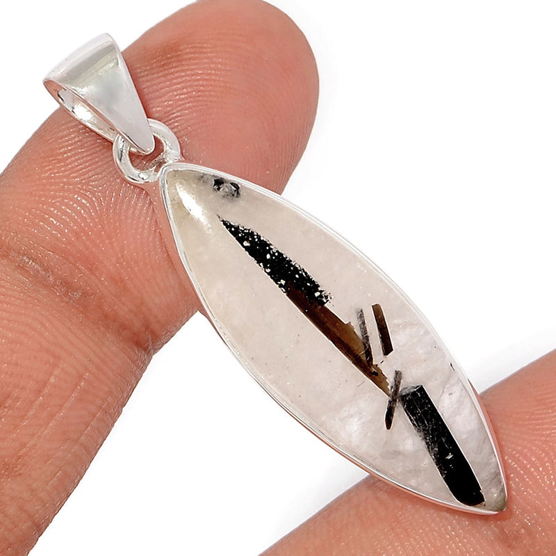 1.7" Black Tourmaline In Quartz Cabochon Pendants - BTQP46