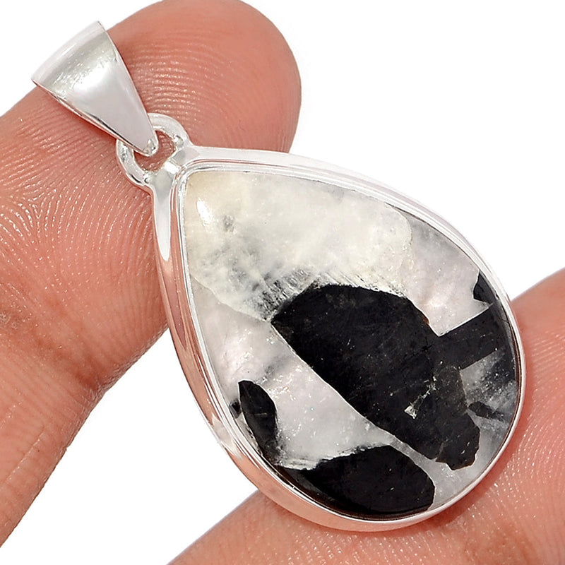 1.5" Black Tourmaline In Quartz Cabochon Pendants - BTQP48