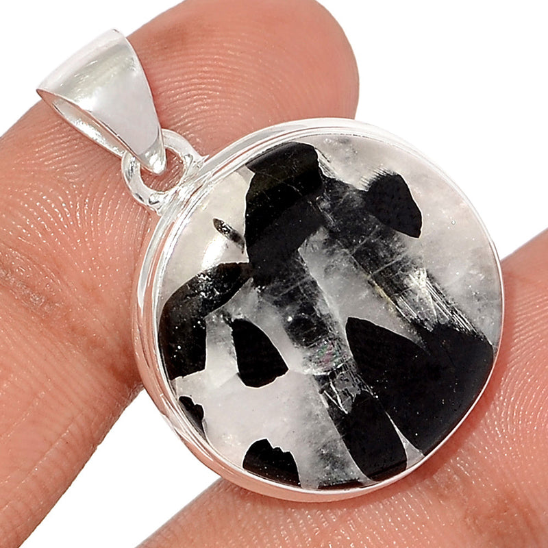 1.2" Black Tourmaline In Quartz Cabochon Pendants - BTQP53