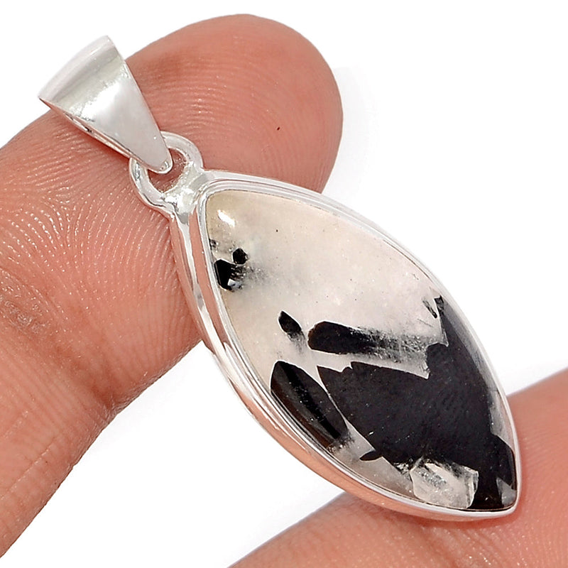 1.1" Black Tourmaline In Quartz Cabochon Pendants - BTQP56