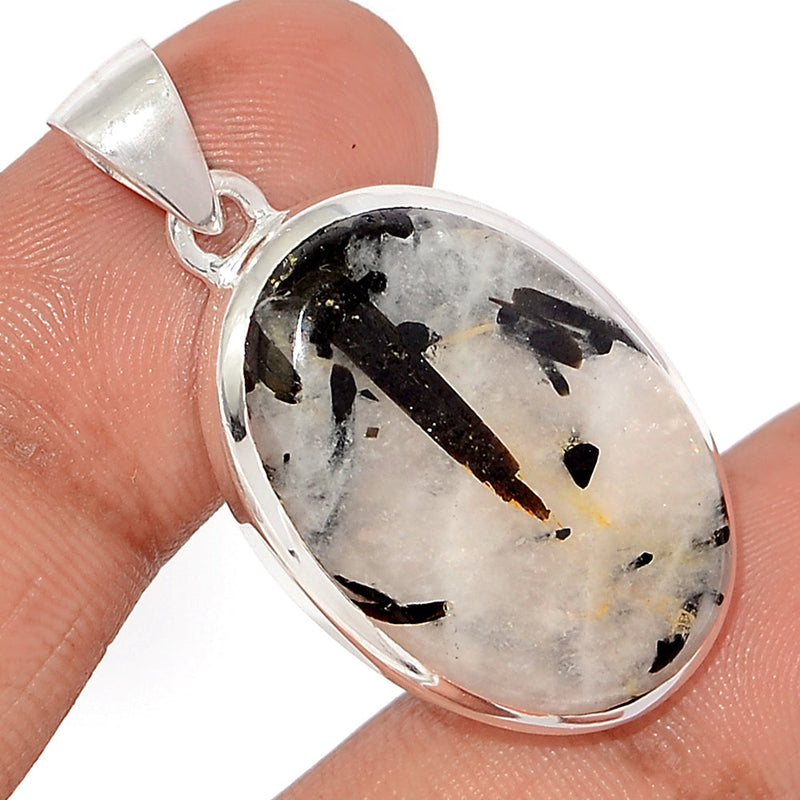 1.5" Black Tourmaline In Quartz Cabochon Pendants - BTQP57