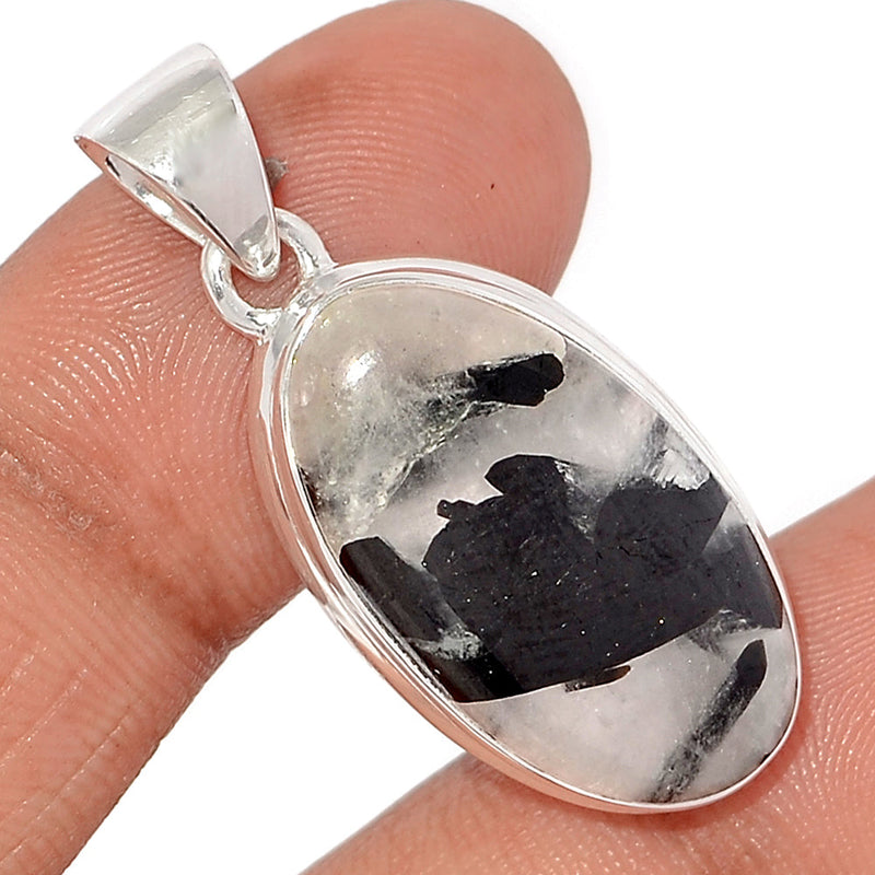 1.3" Black Tourmaline In Quartz Cabochon Pendants - BTQP59