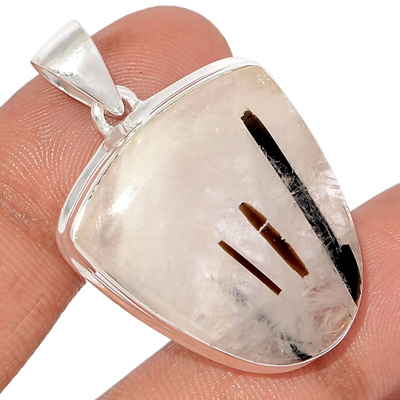 1.5" Black Tourmaline In Quartz Cabochon Pendants - BTQP68
