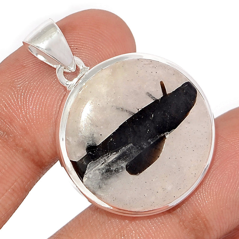 1.2" Black Tourmaline In Quartz Cabochon Pendants - BTQP70