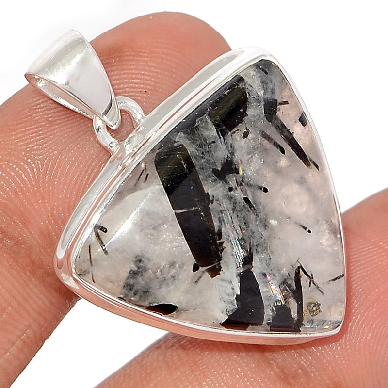 1.3" Black Tourmaline In Quartz Cabochon Pendants - BTQP73