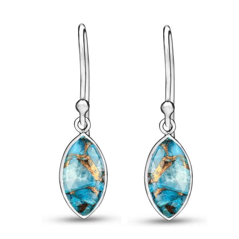 6*12 MM Marquise - Blue Copper Turquoise Earrings - CB-E901BCT Catalogue