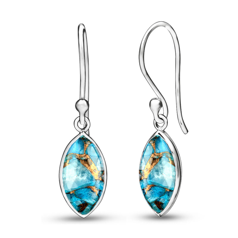 6*12 MM Marquise - Blue Copper Turquoise Earrings - CB-E901BCT Catalogue