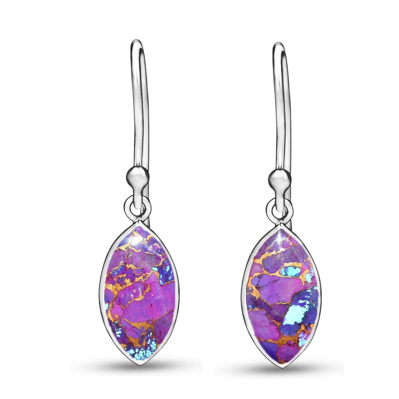 6*12 MM Marquise - Purple Copper Turquoise Earrings - CB-E901PCT Catalogue