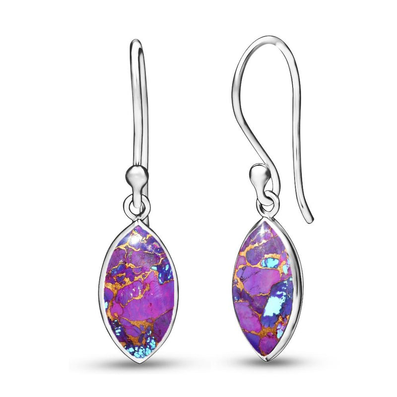 6*12 MM Marquise - Purple Copper Turquoise Earrings - CB-E901PCT Catalogue