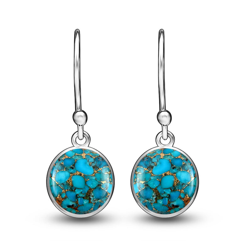 7*7 MM Round - Blue Copper Turquoise Earrings - CB-E902BCT Catalogue