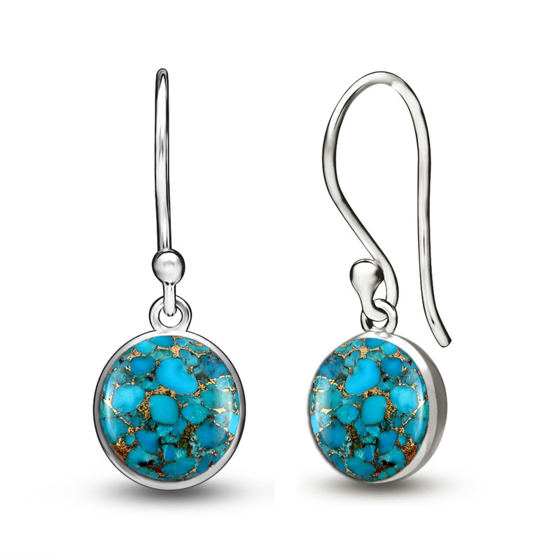 7*7 MM Round - Blue Copper Turquoise Earrings - CB-E902BCT Catalogue