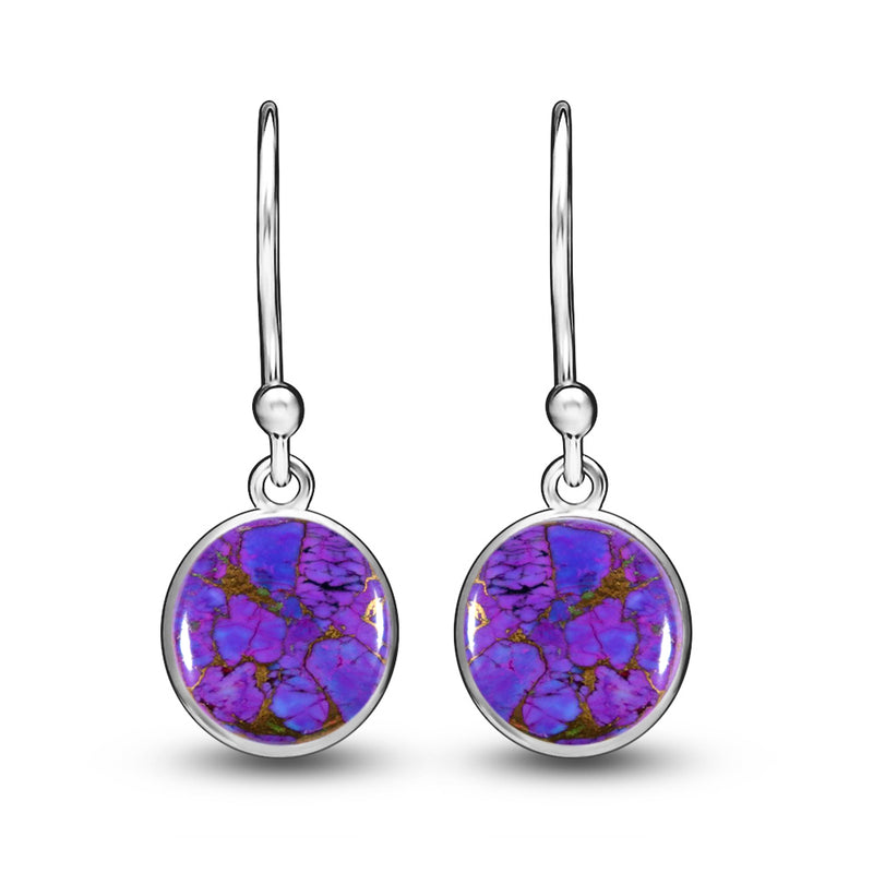 7*7 MM Round - Purple Copper Turquoise Earrings - CB-E902PCT Catalogue