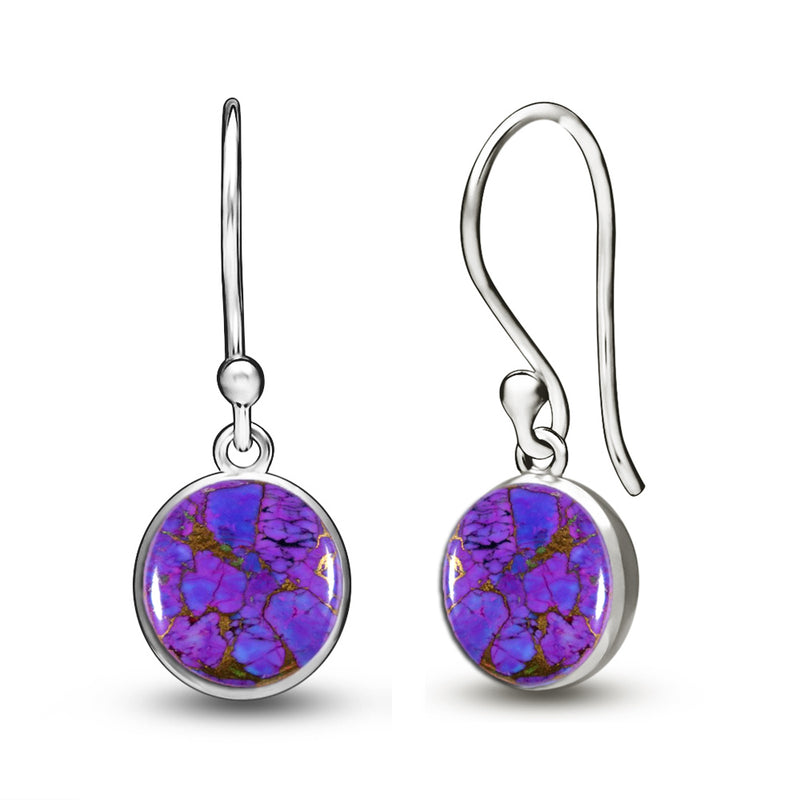 7*7 MM Round - Purple Copper Turquoise Earrings - CB-E902PCT Catalogue