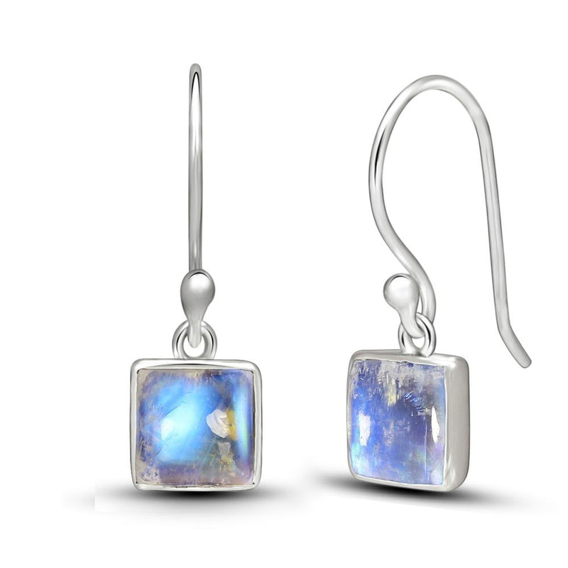 7*7 MM Square - Rainbow Moonstone Silver Earrings - CB-E903RM Catalogue