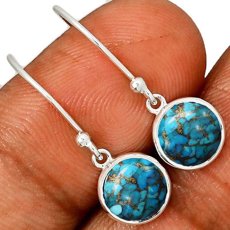 8*8 MM Round - Blue Copper Turquoise Earrings - CB-E905BCT Catalogue