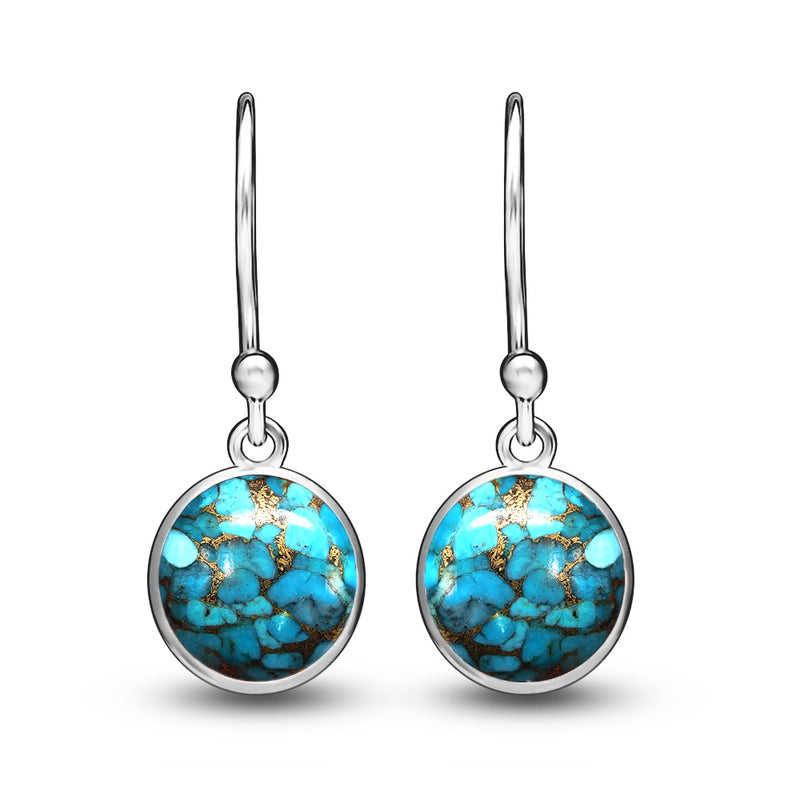 8*8 MM Round - Blue Copper Turquoise Earrings - CB-E905BCT Catalogue